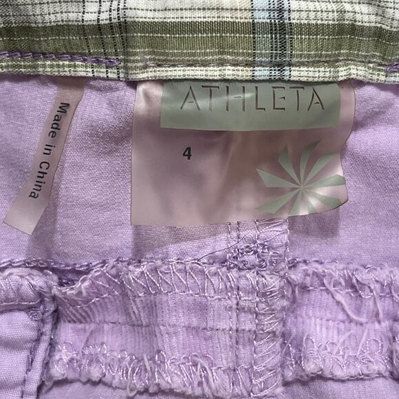 Athleta Women Corduroy Bermuda Shorts 4 Purple Adjustable Waist Stretch Mid-rise - Picture 5 of 10